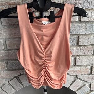 Coral Sleeveless Ruched Tank Top